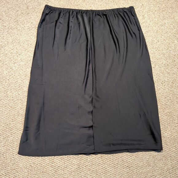 Old Navy Satin Midi Slip Skirt Womens 3X Black Stretchy Slit Goth - Picture 4 of 7